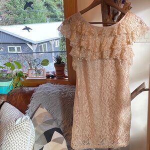 Lipsy London Satin Dress in Soft Nude Pink